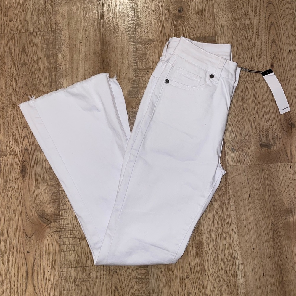 White High Rise Cropped Flare 27” Inseam